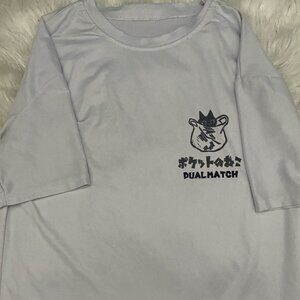 Rosesand Unisex Cat & Lettering Print Loose-Fit T-Shirt